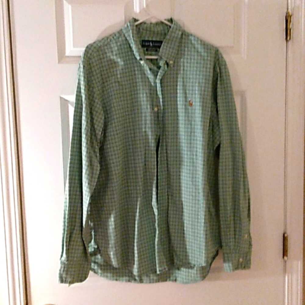 Ralph Lauren Green Plaid Button Down XL Shirt